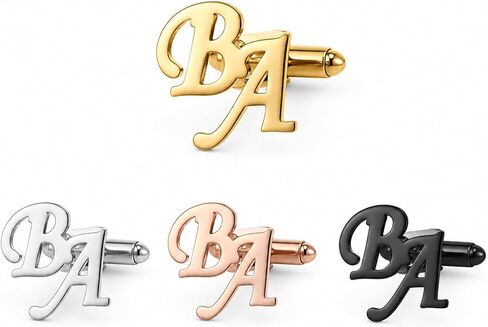 Custom Cufflinks for Men, Personalized Initial Cuff Links, Engraved Monogram Cufflinks, Wedding Cufflink Jewelry Gift for Groom, Father of the Bride, Best Man, Husband, Dad, Gold Black Silver in Kuwait