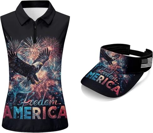 POLERO Golf Tank Top Women Golf Shirts and Visor Hat Collared Racerback Tennis Shirt Set Quarter Zip in Saudi Arabia