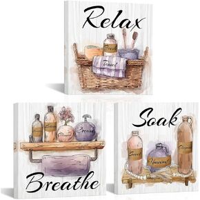 LoveHouse Green Bathroom Pictures Relax Breathe Soak Sign Decor for Bathroom Sage Green Bathroom Canvas Painting Prints
