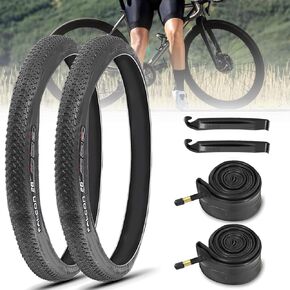 2 Pcs Mountain Bike Tires 26" x1.95" with 2 Pcs Bike Tubes 26" x1.95" - 2.215" AV 48mm Valve, Puncture-Resistant BMX Bicycle Tires, Bike Replacement for Beach Cruiser Mountain Bikes