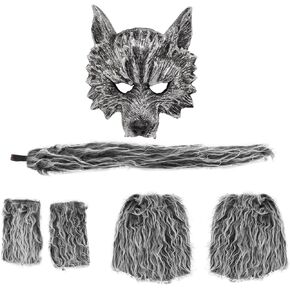 Luxtacular Werewolf Wolf Costume for Men Women Halloween Costumes Accessories Kit with Wolf Mask,Gloves,Legging,Tails for Adult,4 Pcs