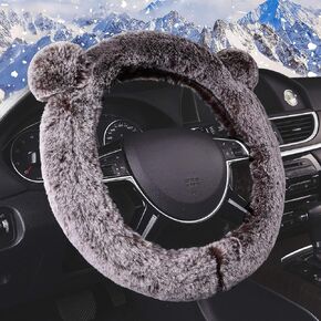 FH Group Universal Fit Cute and Fluffy Koala Bear Plush Steering Wheel Cover fits Most Cars, SUVs, Trucks, and Vans Red