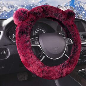 FH Group Universal Fit Cute and Fluffy Koala Bear Plush Steering Wheel Cover fits Most Cars, SUVs, Trucks, and Vans Red