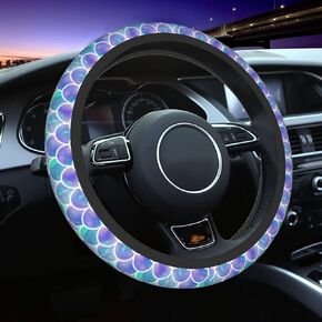 Blue Galaxy Steering Wheel Cover for Women Girls, Car Steering Wheel Accessories Universal Fit 15 Inch Auto Wheel Cover