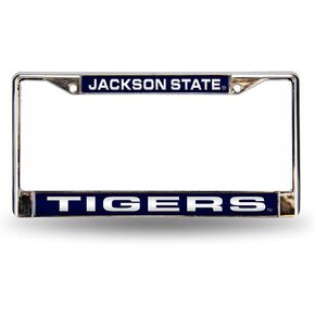 Rico Industries NCAA Jackson State Tigers Laser Cut Inlaid Standard Chrome License Plate Frame 6 x 12.25-"