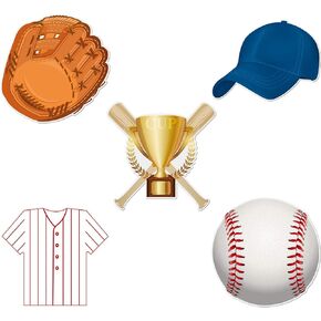 45 Pieces Baseball Paper Cut Outs Versatile Classroom Decoration Sports Themed Cut-Outs with Glue Point Dots for Bulletin Board Classroom School Sports Theme Birthday Party Decoration, 5.9 x 5.9 Inch