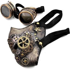 Gothic Retro Steampunk Gear Face Mask Cosplay Costume Party Gold Masquerade