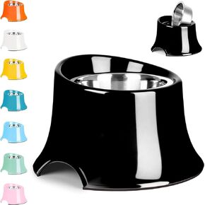 Elevated Dog Bowls, [Prevention of Vertebrae Disease] Non-Slip Dog Bowl with Stainless Steel Bowl, High Capacity Dog Food Bowls, Dog Bowls for Small Size Dogs S/1 Cup Black