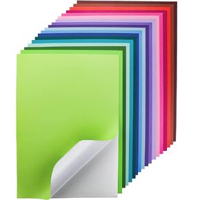 Gocreate 36 Sheets Colored Printable Smart Sticker Paper, Colorful Sticky Cardstock Thick Self Adhesive Backing A4 Smooth Sticker Paper for Craft Inkjet Printer (18 Colors, 250 gsm)