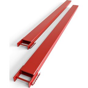 Pallet Fork Extension,1 Pair Forklift Extension,Load Capatity 5500 LBS,4.5 Inch Width with Tire Chain, Heavy Duty Alloy Steel Fork Extensions for forklifts,Red (84 INCH Length)