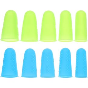 Veemoon 10pcs Silicone Mitts Thumb Protector Fingertip Cots Rubber Finger Cots Finger Finger Sleeves Non- Cover Fingertip Cover Gloves Guard Plate Finger Cap Finger Guard Crib