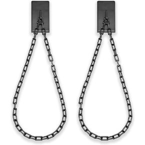 BlastHome Luxury Chain Tiebacks – Premium Metal Wall Mounted Curtain Holdbacks with 30" Long Chains - Signature Collection, Set of Two – Designer Quality Window Drapery Ties – Brushed Gold Finish