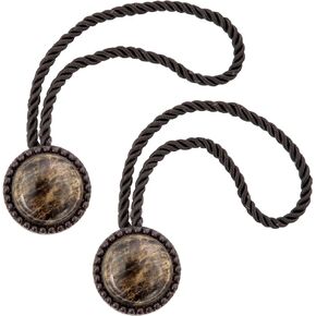 Kenney Marble Magnetic Curtain Holdback, Black/Brown
