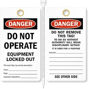 SmartSign "Do Not Operate Tags, Equipment Locked Out" 2 - Sided Safety Tag | 6" x 3.25" Heavy Duty Vinyl, Pack of 25