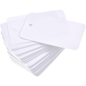 MECCANIXITY Blank Waterproof Eyelet Hole Plastic Shipping Tags, for Product Identification Tags, Valve Marking, Outdoor Tagging,30 x 50mm White Pack of 100