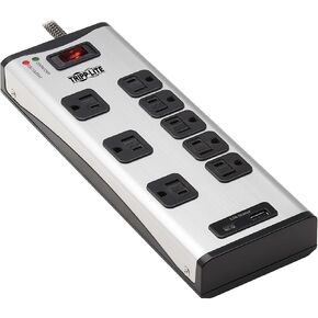 Tripp Lite Surge Protector Power Strip 8-Outlet Metal 1 USB-A & 1 USB C Charging Ports 3.9A Shared 8ft Cord (TLM88USBC)