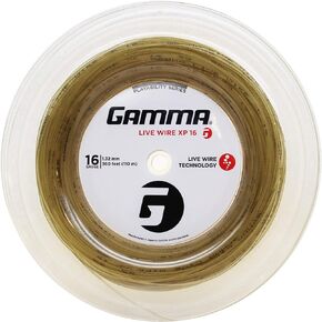 Gamma Sports Live Wire XP Tennis Racket String Multifilament Series- Firmer, More Crisp Feel For Natural Gut-Like Playability - 16L or 17 Gauge (Black, Natural)