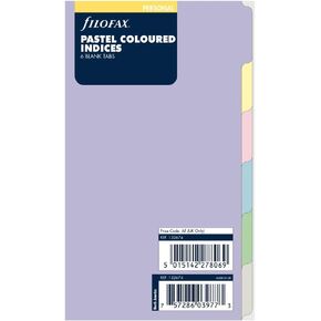 Filofax B132674, 6-Tab Index Orgnizer Refill, Personal Size, Pastel colors, Blank