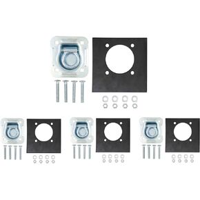 Mytee Products 8 Pack Recessed D-Ring with Backing Plate, 6000 lbs Capacity | Tie-Down Anchor Trailer Floor D Ring for Flatbed, Enclosed Trailers, Pickup Trucks, Cargo