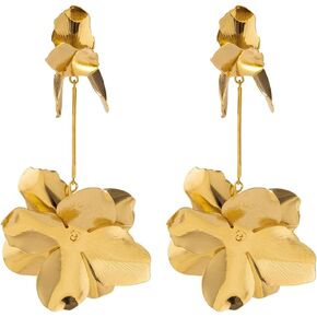 Gold Flower Drop Dangle Earrings Boho Statement Flower Earrings Gold Elegant Chic Flower Dangle Earrings Vintage Geometric Flower Petal Earrings for Women Girls