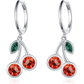 Cherry Earrings 925 Sterling Silver Sweet Cherry Fruit Earrings Cherry Jewelry Gifts for Women Girls