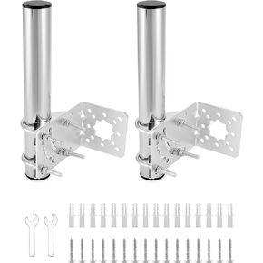 QWORK Adjustable Antenna Mounting Pole, Stainless Steel and Aluminum L Bracket, 1.5" Diameter 10" Length, 2 Pcs