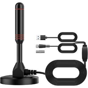 POBADY Digital TV Antenna DVB-T2 Portable Indoor Outdoor TV DTMB Antenna with Magnetic Base with 5m Cable,USB and TV Male Connector