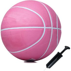 ABAJI Basketball Official Size 3,5 Pink Rubber Ball Pump Needle Deeper Groove Grip for Kids Youth Practice School Training Outdoor Indoor Sports All Weather