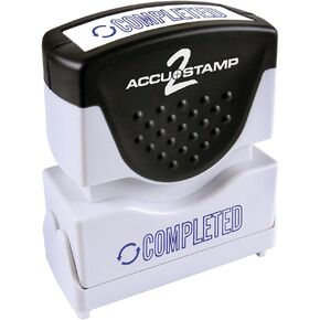 ACCU-STAMP2 Message Stamp with Shutter, 1-Color, COMPLETED, 1-5/8" x 1/2" Impression, Pre-Ink, Blue Ink (035582)