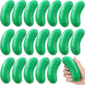 HyDren 20 Pcs Pickle Stress Toy 4.72" Squeezable Foam Pickle Things Funny Pickle Stress Ball Stretchy Cucumber Stress Reliever Pickle Themed Gift for Employee Adult Hand Exercise