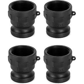 QWORK Poly Cam Lock Fittings, 4 Pack Type A Standard Couplings Plastic Camlock Fittings, 2" Male Aadapter x 2" Female Thread