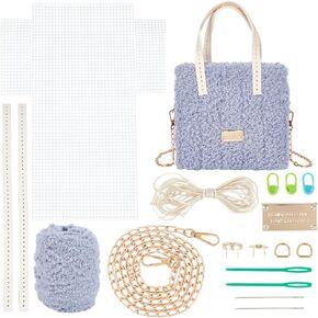 WADORN DIY Knitting Crochet Bag Making Kit, Handmade Woven Tote Bag Making Materials Set Women Shoulder Bag Making Accessories Hand Crafting Yarn Weaving Kit Birthday Christmas Gift, Pink