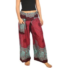 Lannaclothesdesign Women's Thai Fisherman Pants Yoga Trousers Wide Legs Pants