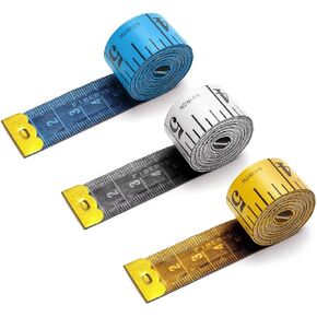oditton Craft Vinyl Ruler, Soft Measuring Tape, Double Scale Fabric Tape Measure, for Body Weight Loss Sewing Tailor Craft Ruler,150cm/60 inch(Yellow,Blue,White)