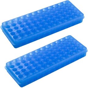 Dahszhi 2Pcs PCR Tube Rack, Double Panel Microcentrifuge Test Tube Rack Holder for 0.5ml 1.5ml 2ml Test Tube, 60-Well, Blue