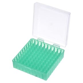 YOKIVE 1 Pcs Freezer Tube Rack, Box for 1.5/1.8/2mL Micro Tubes with 100 Holes with Lockable Lid | Keep Place Tidy, Great for Office, Lab (Green, 140x140x52mm)