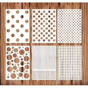6Pcs Reusable Dots Painting Stencils,Plastic Art Craft Circle Pattern Templates，DIY Stencil Template for Painting on Wall Wood Cabinet Pillows Card Making Door Home Decor