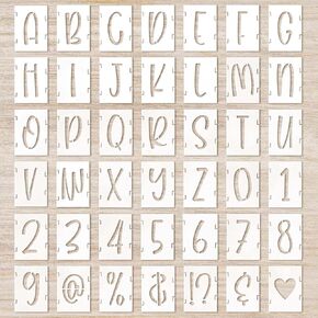Letter Stencils 3 Inch Cursive Stencil Letters Number Template 42 Pcs Letter Stencils for Crafts Reusable Stencils for Painting Chalkboard Wood Signs Wall Art(3inch)