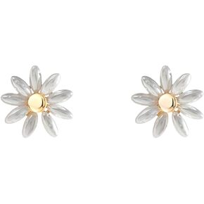 Daisy Earrings For Women, Small Rice Pearls Flower Leaf Summer Studs Hypoallergenic Piercing Teen Girls Gift Jewelry