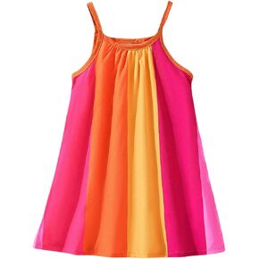 SOLY HUX Toddler Girl's Color Block Cami Dress Spaghetti Strap Sleeveless Swing Flowy Short Dresses