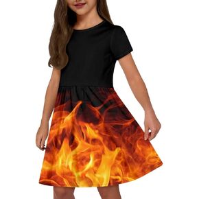 Epaihaiy Girls Spring Dress Short Sleeve Skater Dress Kids Cute Clothes School Casual Dress