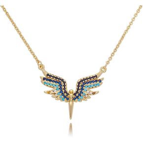 Bocar Angel Wings Necklace for Women, Small Simple Angel Wing Pendant, Statement Zircon Necklace Gift for Women Girls