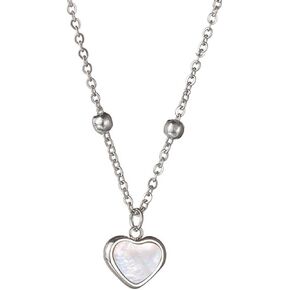 Jude Jewelers Stainless Steel Heart Shaped Charm Clam Shall Filled Wedding Statement Party Mother's Day Collar Necklace