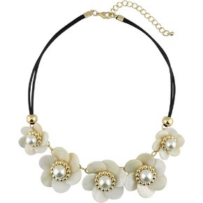 BOCAR Newest Shell Pearl Flower Alloy Choker Statement Necklace for Women Gift (NK-10282)