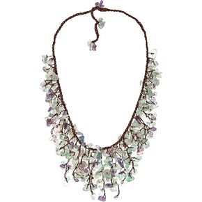 AeraVida Elegant Cascading Waterfall Fluorite on Cotton Thread Handmade Collar Necklace in Saudi Arabia