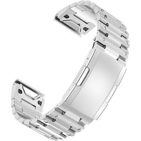 Miimall Compatible for Garmin Forerunner 965 Band Metal, 22mm [Quick Release] [Stainless Steel] Adjustable Wristband Replacement Easy Fit Metal Bracelet Band for Garmin Forerunner 965 Solar