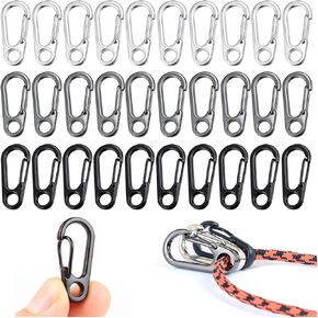 30PCS Mini SF Carabiner Clips Tiny Alloy Spring Snap Hook Keychain Clasps EDC Small Hanging Buckle for Backpack Camping Bottle Using Accessories Paracord Tactical Survival Gear (3 Colors)