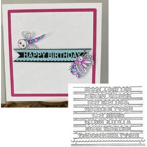 Word Strips Frame Metal Die Cuts,Hollow Words Happy Birthday Strip Frame Background Wedding Cutting Dies Cut Stencils for DIY Scrapbooking Album Embossing Paper Dies Card Making
