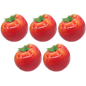Healvian 5Pcs Artificial Tomatoes Fake Red Tomatoes Foam Lifelike Tomato Models Simulation Fruit Vegetable Faux Veggies Photography Props for Home Kitchen Cabinet Decor