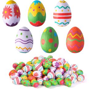 Wenqik 120 Pcs 2.36" Foam Easter Egg for Crafts Small Easter Eggs Artificial Foam Easter Decor for Easter Holiday Game Activities Photo Props Home Supplies(White Speckled Style)